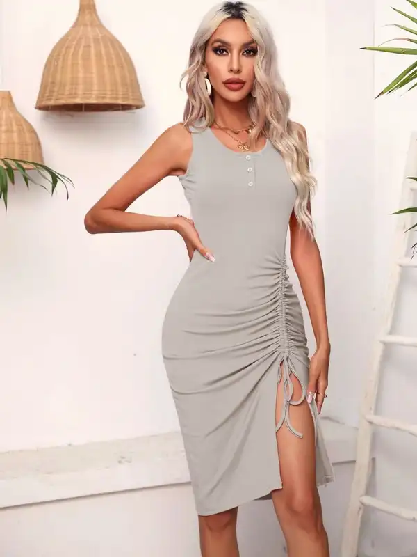 Grey Women Dresses Bodycon Casual - Buy Grey Women Dresses Bodycon Casual  online in India