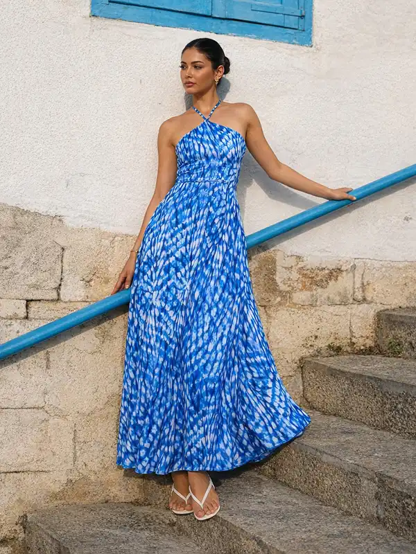 Halter Neck Printed Dress - Buy Halter Neck Printed Dress online in India