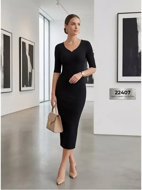 green emerald velvet dress Shoppinggo shoppinggo One-Piece Dress Boat Neck Long Flare Dress Below The Knee Adult Neat Plain Stylish Office Ladies