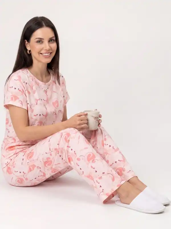 knee length dresses for ladies ZEYO Night Suit for Women's Teal Blue Floral Printed Cotton Night Dres