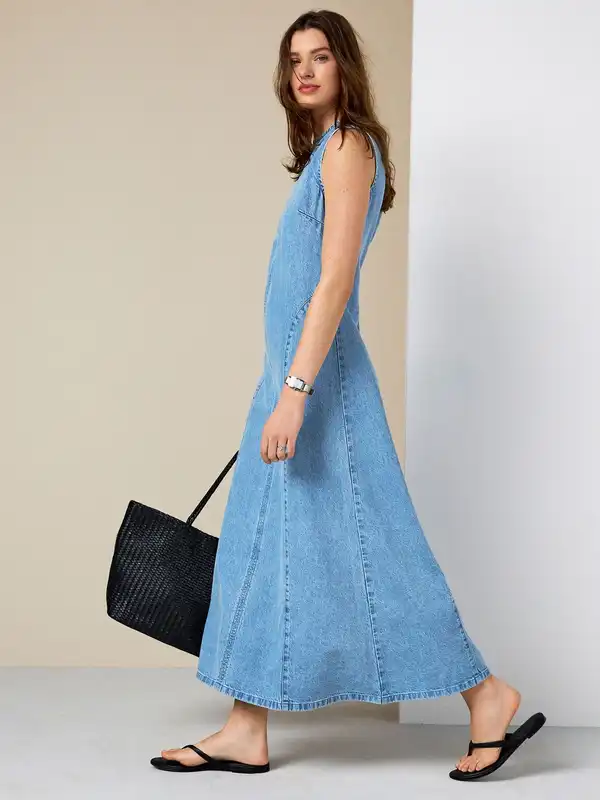 denim long dress online india Laid-back Look~ Our Raelyn Denim Dress is your go-to for an easy yet chic outfit that never fails to impress. Shop the Look Online or Visit Our Stores Today
