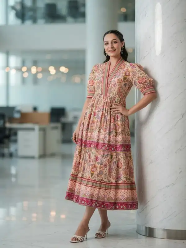 casual midi dress india Daughters Of India Kyra Midi Dress Size Extra Large Blue Iris XL Cotton