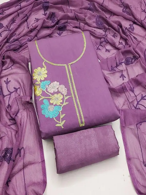 fitted lace wedding dress 3pcs purple beige handwoven cotton sambalpuri dress material – GoSwadeshi main image 0