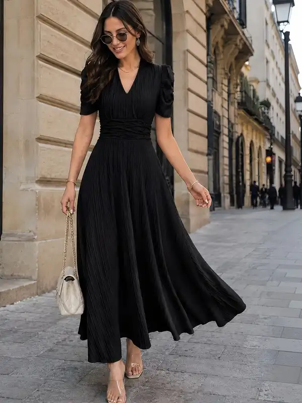 Black Self Design Maxi Dress
