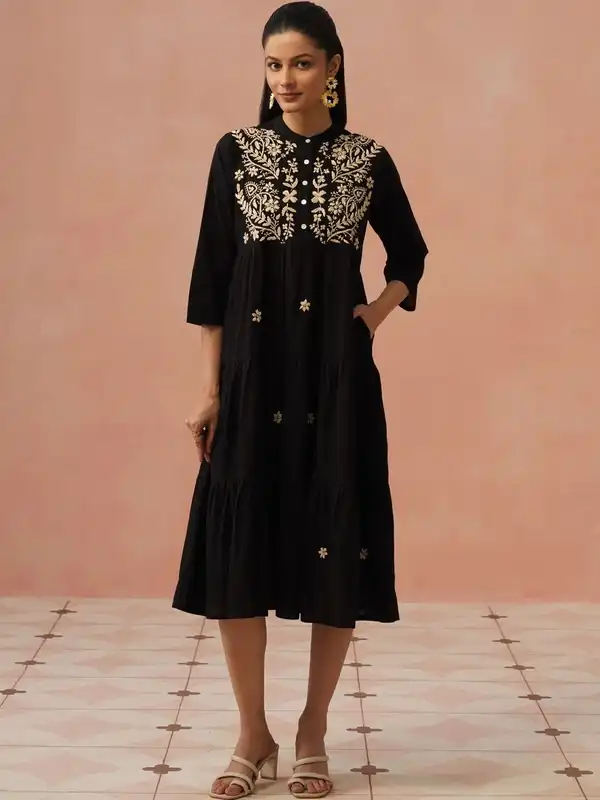 Black Chikan Dress - Buy Black Chikan Dress online in India