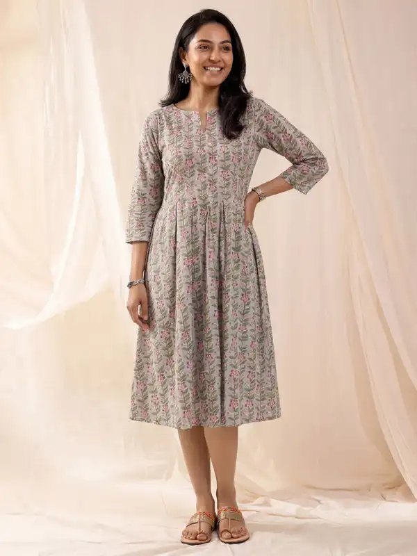 grey dress india Printed Skater Printed dress