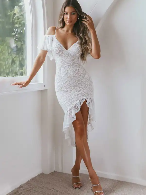 white embroidered bodycon dress Firerie Women's Elegant White Summer Sequin Embroidered Beaded Backless Dress,Sparkly Night Out Bodycon Dress For Wedding Guest,Cocktail,Prom,Birthday Party