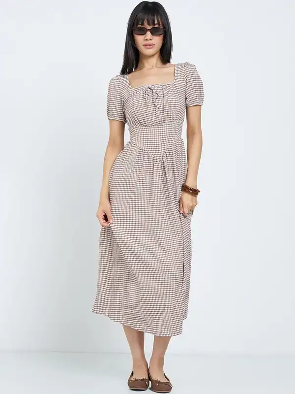pantaloons dress for ladies Medium Blue Printed Midi Casual Women Regular Fit Dresses