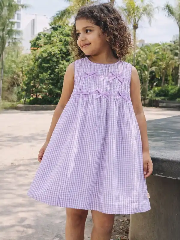 fitted lace wedding dress Proper Peony Girls Gingham Football Game Day Dress main image 1