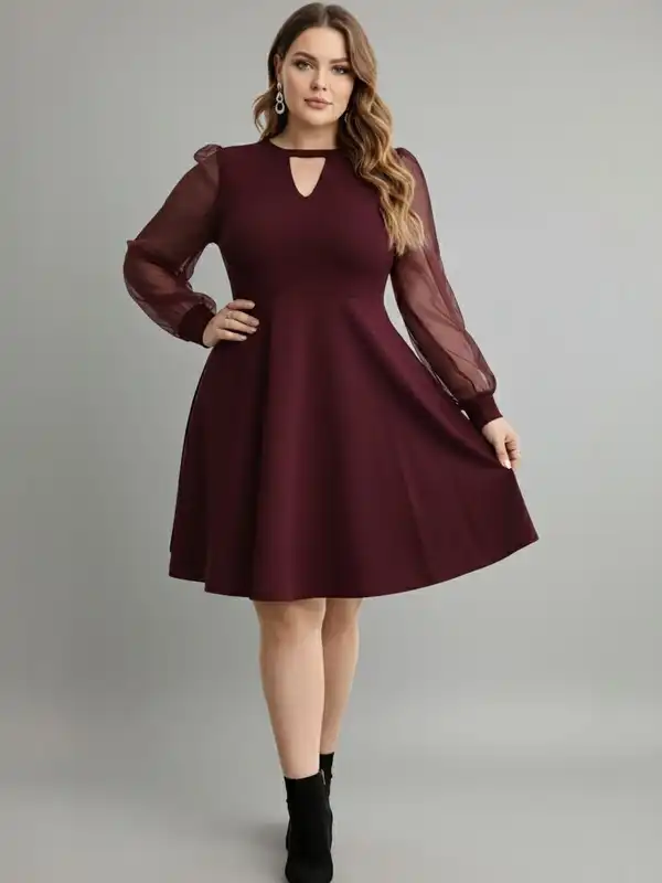 sheen dresses for ladies SHEIN Lady Two Tone A-line Dress