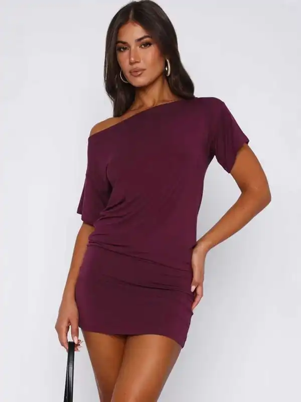 strapless open back dress Purple A-Line Off Shoulder Long Prom Dresses, Purple Sweet 16 Dress US 2 / Purple