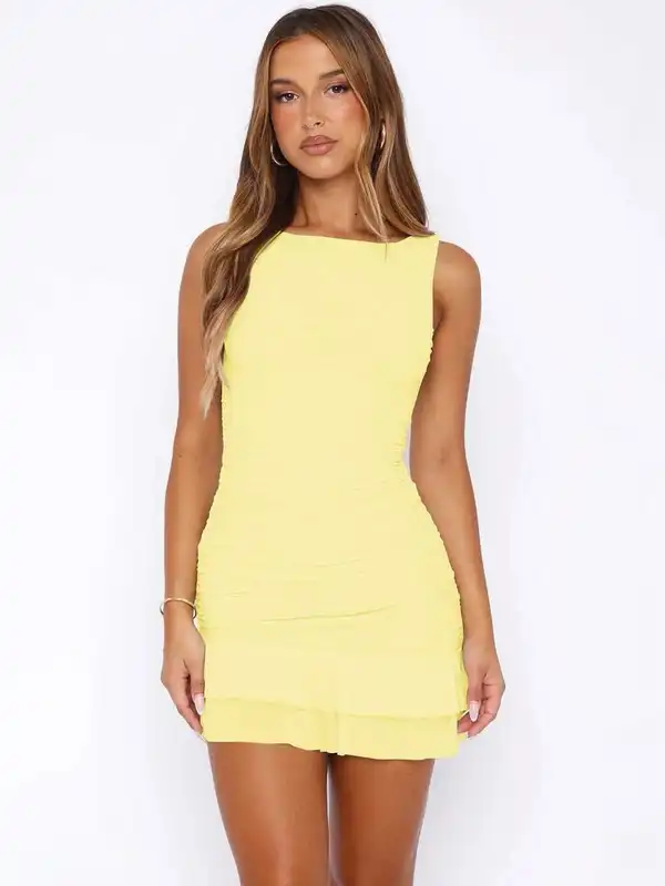 Yellow Women Dresses Bodycon