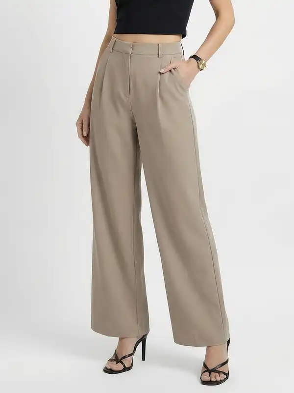 Women Beige Trousers - Buy Women Beige Trousers online in India