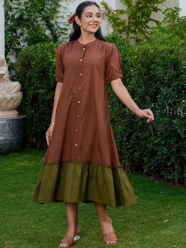 a line dress india Jamun A-Line Pleated Satin Indian Traditional Purple Tunic Dress Deep / L