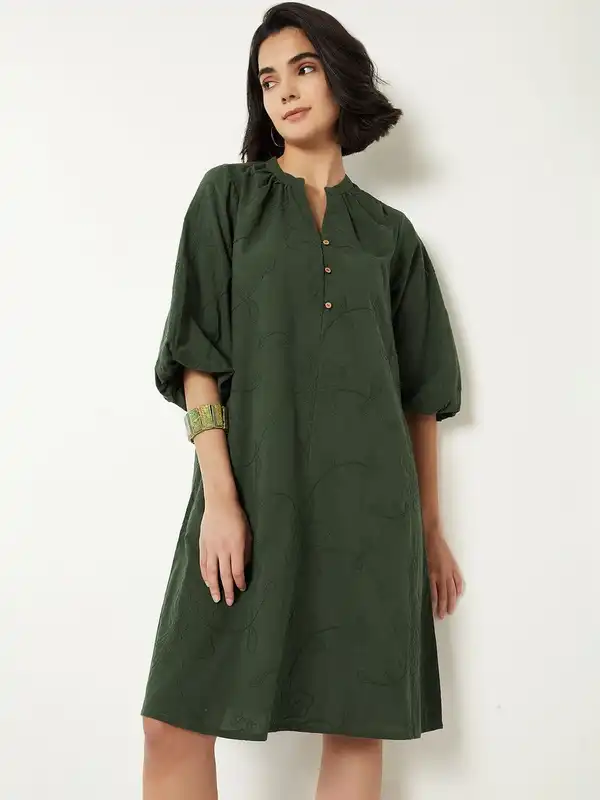 green emerald velvet dress Plaid Frilly Collar Long Sleeve Shift Mini Dress Dark Green / M