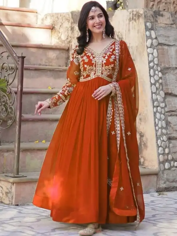Orange Embroidered Dresses - Buy Orange Embroidered Dresses online in India