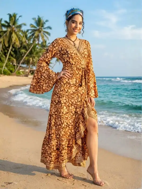 myntra beach dresses Long _tab_size-chart-rainbow-hawaiian-dress PETAL & PUP - Size:Orange