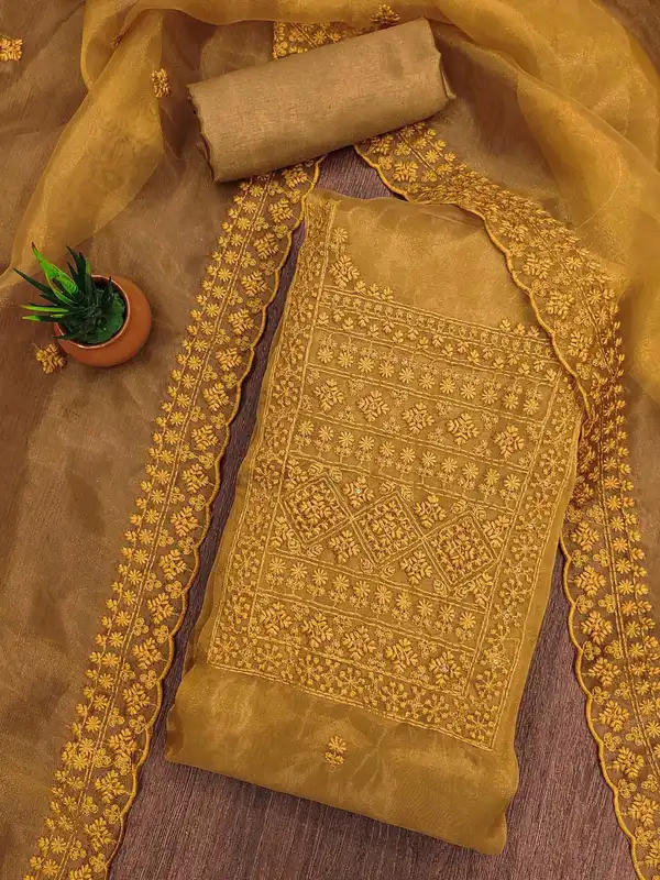 green emerald velvet dress Banarasi Khaddi Georgette Dress Material main image 1