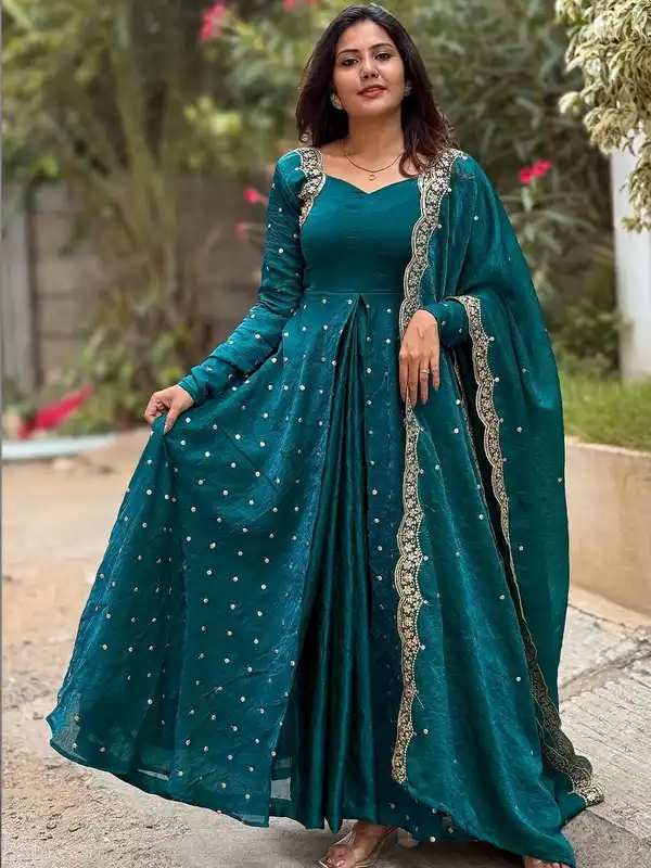 sachin and babi light blue dress Chiffon - Dresses - Indo-Western Dresses: Buy Indo-Western Outfits for  Women Online main image 0