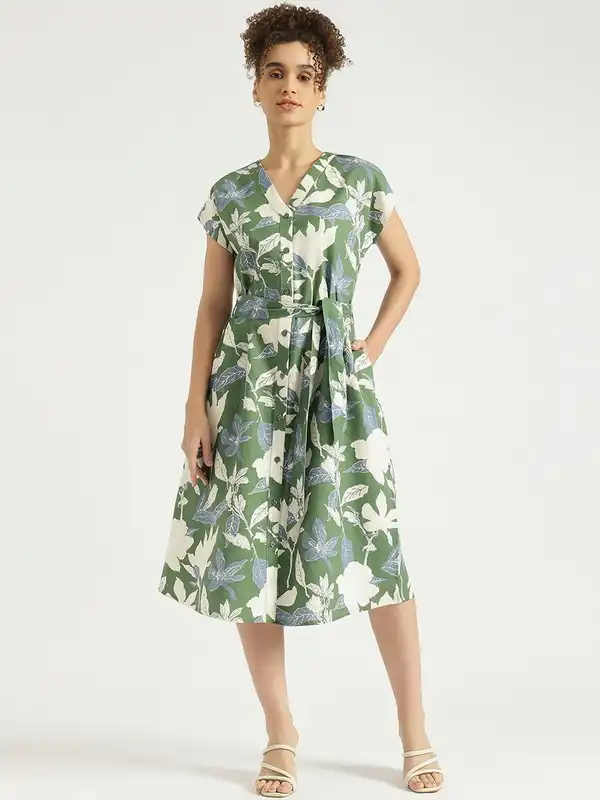 slim fit dress slacks Women Shirt Collar Solid A-Line Dress – United Colors of Benetton Store