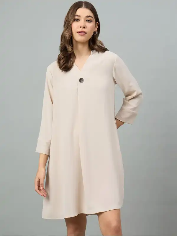 beige casual dresses Makayla Cream Tweed Bow Tunic Top Mini Skirt Set – Thomas and Rye main image 1