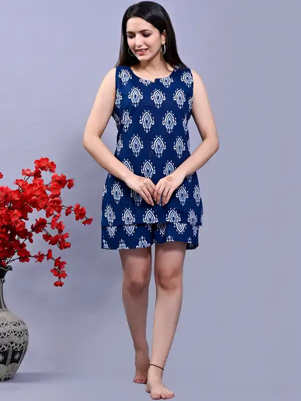 chinese dress ladies Women's Cotton Victorian Nightgown, Maria Sleeveless Lace Trimmed Button Up Short Night Dress, White Floral On Gray / Medium