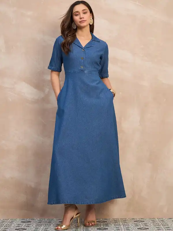 Long Denim Dress Women - Buy Long Denim Dress Women online in India