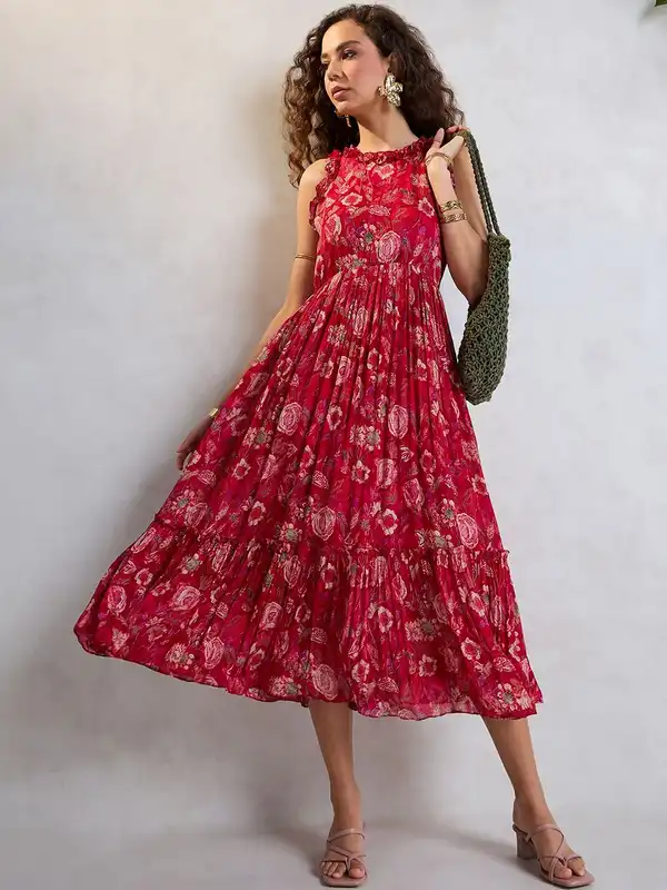 red herring maxi dress Stunning Red Herring Red Crochet Floral Maxi Dress Size 12 RRP 60 Summer  Beach