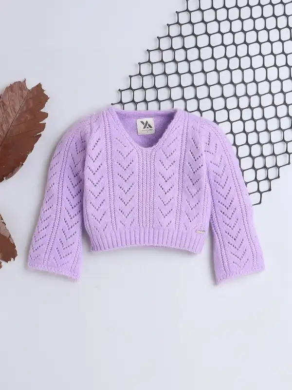 Lavender Crop Sweater - Buy Lavender Crop Sweater online in India