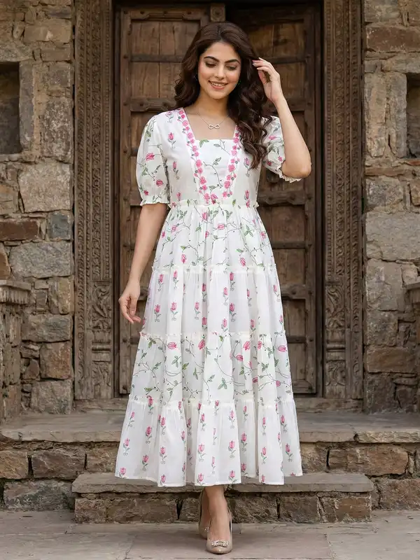 stylish dress for women Blue floral Wrap Low MOQ Elegant Women's Maxi Dress -