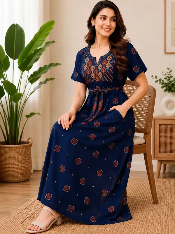 cotton fabric dress design Women's Meadow Mornings Blue Stripe Floral Embroidered Maxi | Color: Light Blue | Size: L archive stretch poplin fabric Color:Periwinkle Garden Poéselle Women Casual Solid