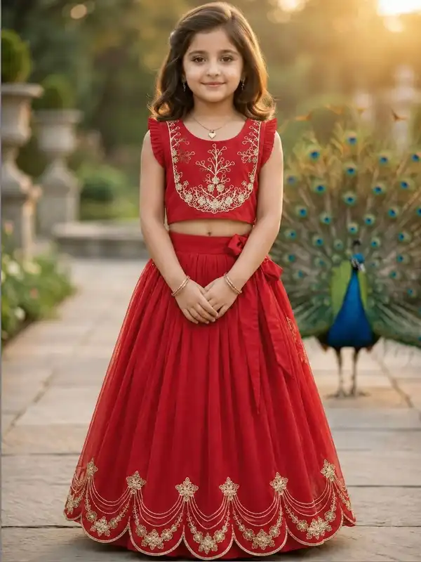 childrens indian dresses Eid Baby Dress, Kids Lehenga,Indian Kids outfit, Pakistani Kids Wear,Girls Ethni The vibrant red hue exudes confidence and grace Kids Ethnic Wear | Buy