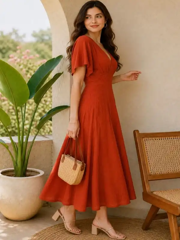 women's cotton shift dresses Linen Dress Summer Midi Short Sleeve V Neck Loose Casual Dresses Ladies Sundresses Orange，Small at Amazon Women's Clothing store paw24edit This easy Size:8 US (40 EU) Boys Long Sleeve Christmas