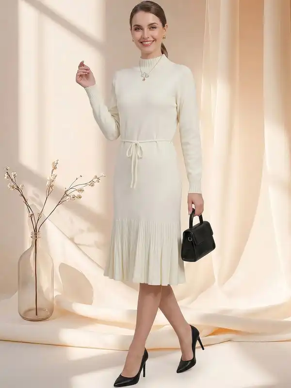 ivory turtleneck sweater dress Capirari White Dresses Turtleneck Sweater Ribbed Winter Mini – Xoxo, Klowe 2023 NYE