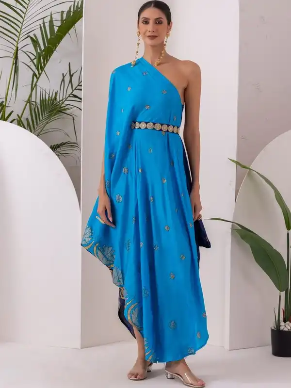 one shoulder dress online india Shop Off White Asymmetric Hem One Shoulder Dress Party Wear in India