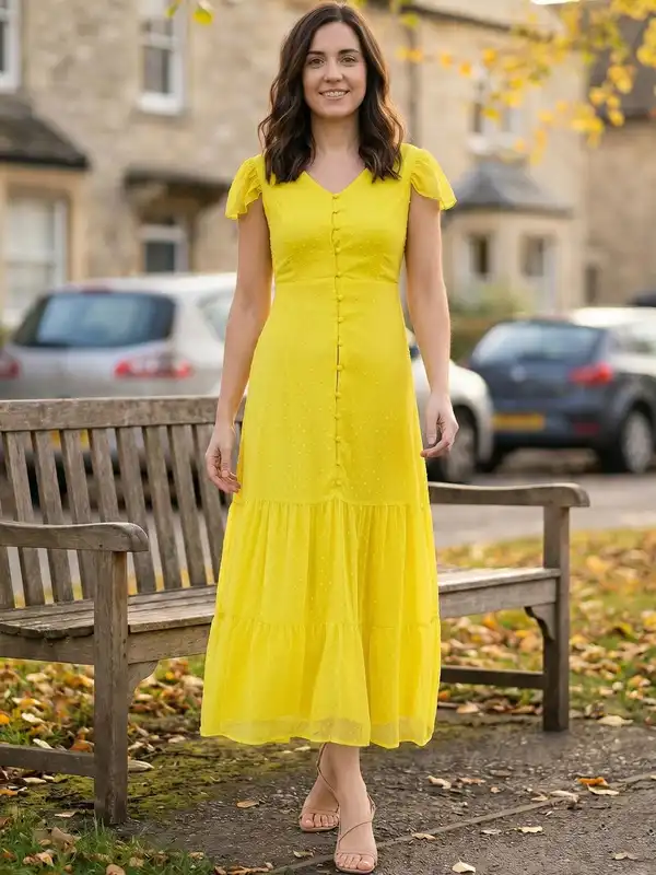 casual yellow dress Emma line yellow midi sundress is perfect for warm Women's Yellow Dresses | Anthropologie