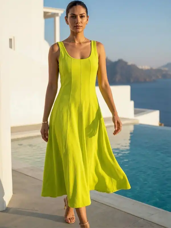 midi neon green dress Fluorescent Dresses GL-09.12.25