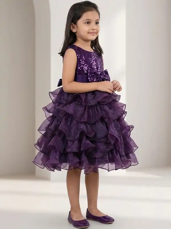 fitted lace wedding dress Round Neckline Hi-low Light Purple Tulle Lace Flower Girl Dresses, Lit –  Dairy Bridal main image 1