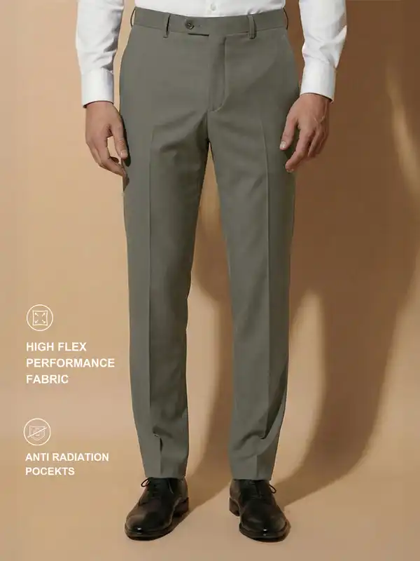 slim fit dress slacks Flex Fit Ultra Wrinkle Free Straight Leg Pant Silver Grey / 36 / 32