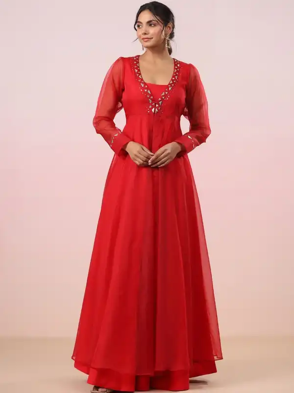 sachin and babi light blue dress Georgette Red Long Gown