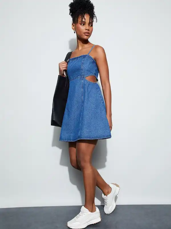 Ginger Blue Solid Dress - Buy Ginger Blue Solid Dress online in India Ginger Blue Solid Dress - Buy Ginger Blue Solid Dress online in India