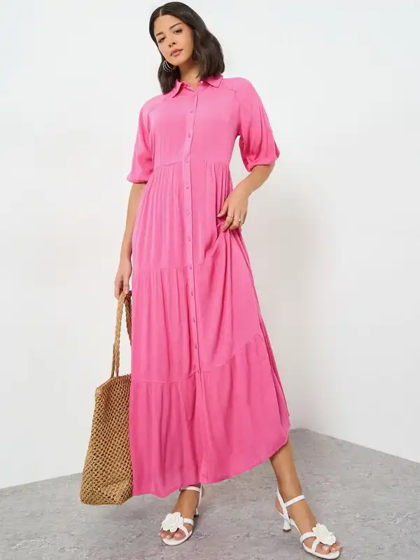 chinese dress ladies Hot Pink T-Shirt Dress