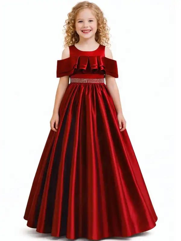 green emerald velvet dress D468 - Tiana
