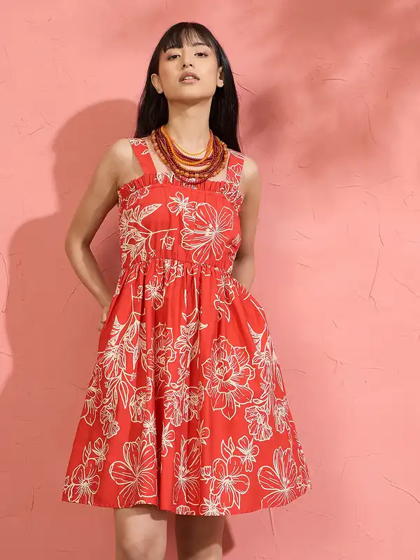 Red White Women Dresses Skater - Buy Red White Women Dresses Skater online  in India