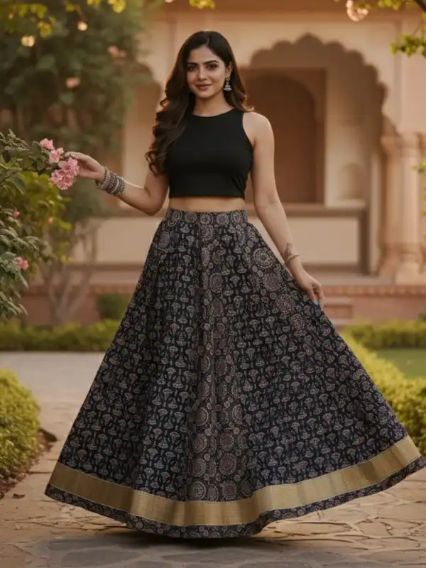 black flared skirts