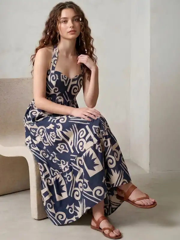slim fit dress slacks Tommy Hilfiger Womens Viscose Jacquard Fit Ans Flare Dress main image 1