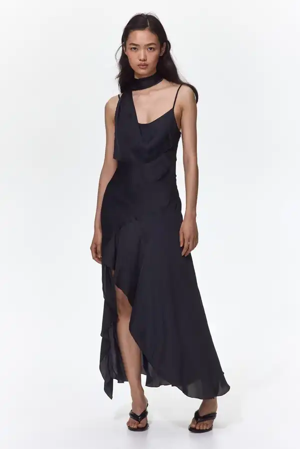 satin dress h and m H&M | Dresses | H M Black Nwt Satin Wrap Front Dress Size Xl