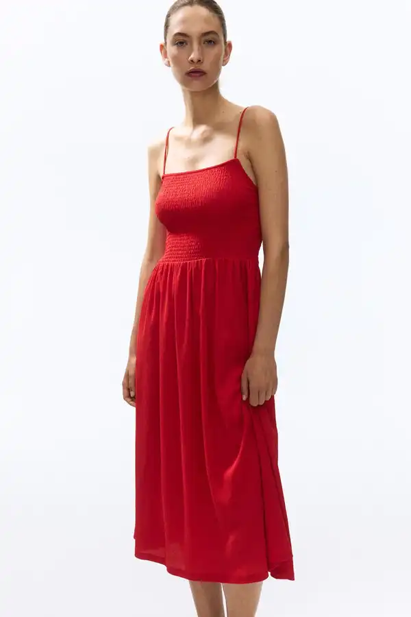 h and m long red dress Women's Dark red Long Fitted Dress
