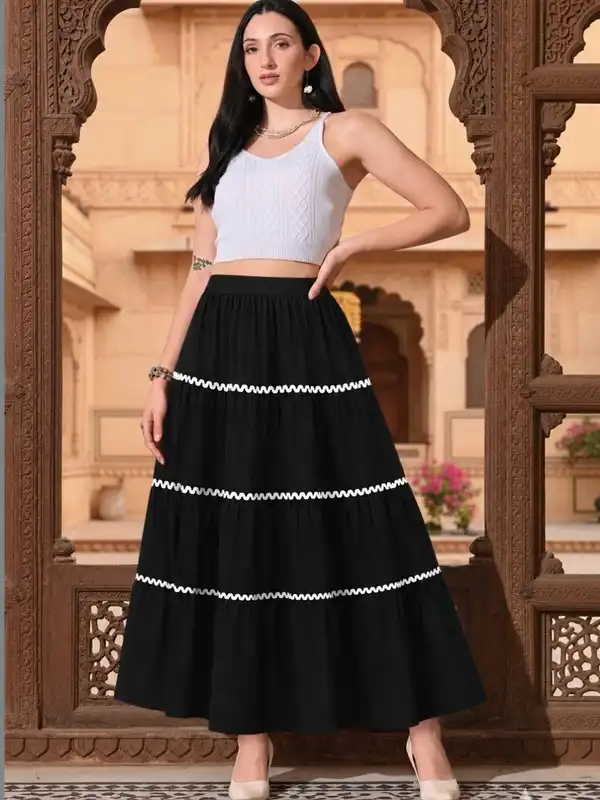 Embroidered Black Skirt - Buy Embroidered Black Skirt online in India