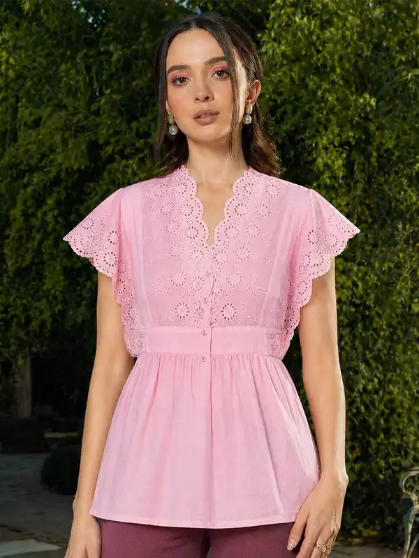 トップス sheller flower lace glitter peplum tops flower lace glitter peplum tops – shéller / シェリエ